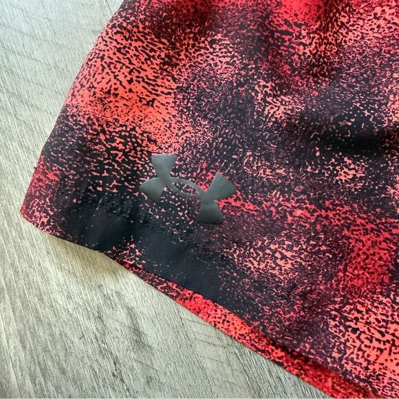 Under Armour Printed Shorts Red Black Neon Orange Youth Medium - Picture 4 of 8